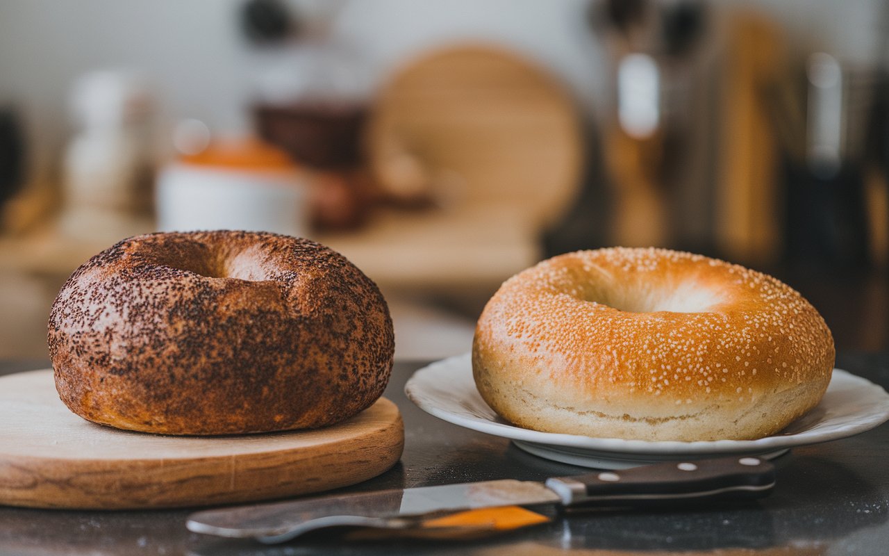 Sourdough Bagel And A Regular Bagel