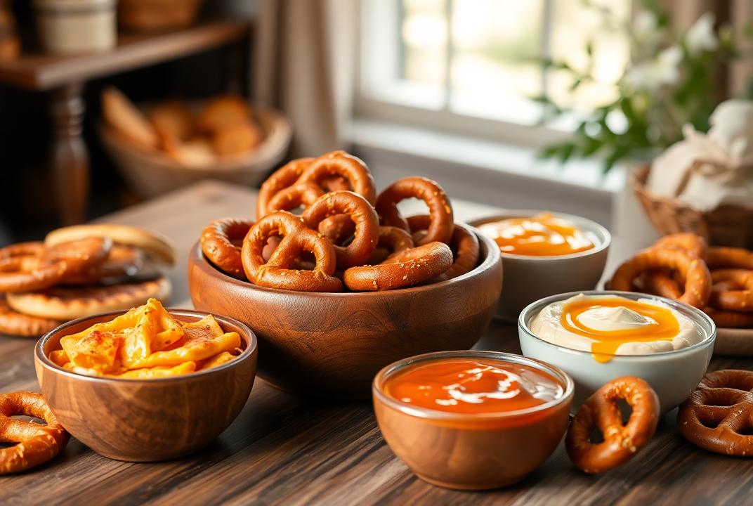 Assorted Pretzel Dips With Pretzels