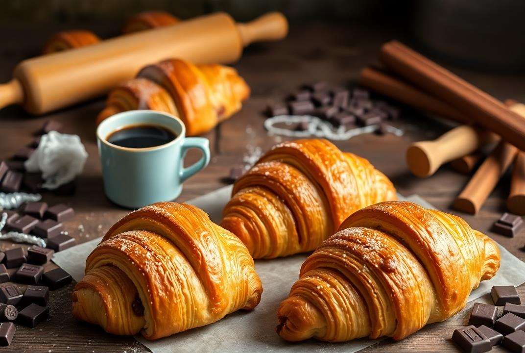 Fresh Chocolate Croissants With Espresso