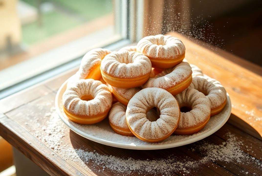 Freshly Made Powdered Donuts