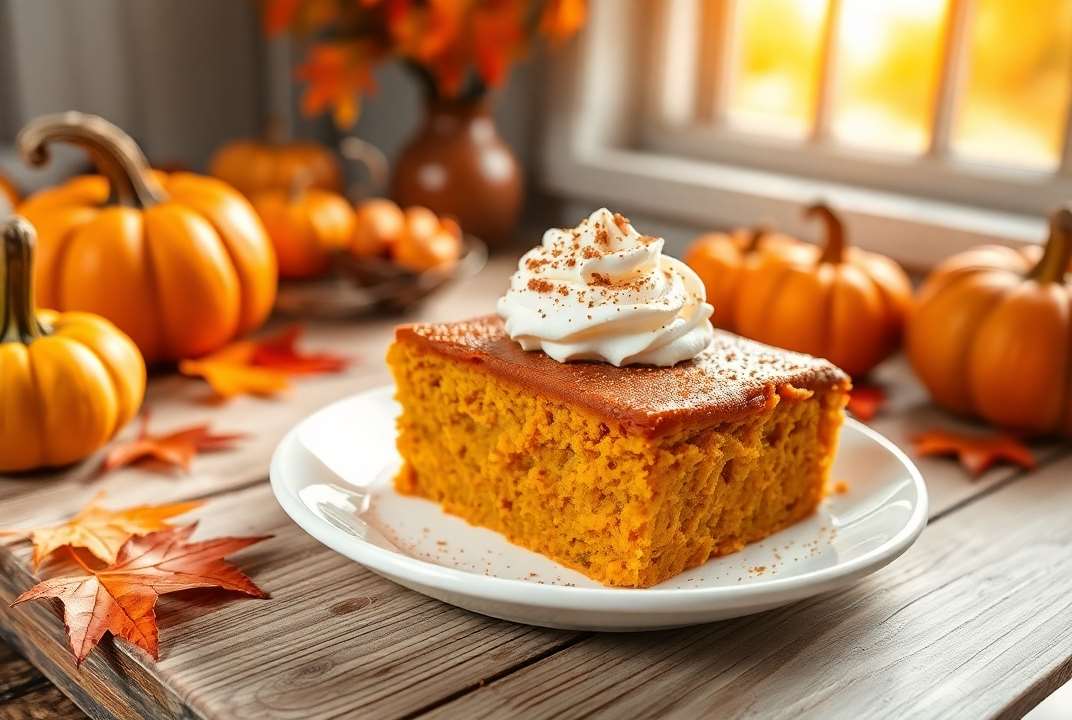 Pumpkin Dump Cake With Fall Ambiance