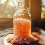 Sole water made from pink salt recipe in a glass jar